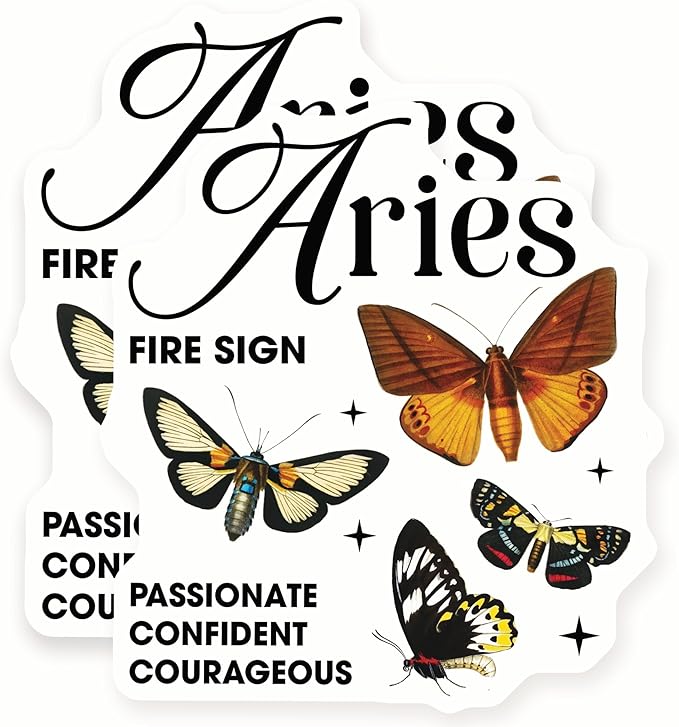 Aries Stickers - Zodiac Sign Sticker - Fire Sign - Butterfly - Astrology Stickers - 2 Pack 5