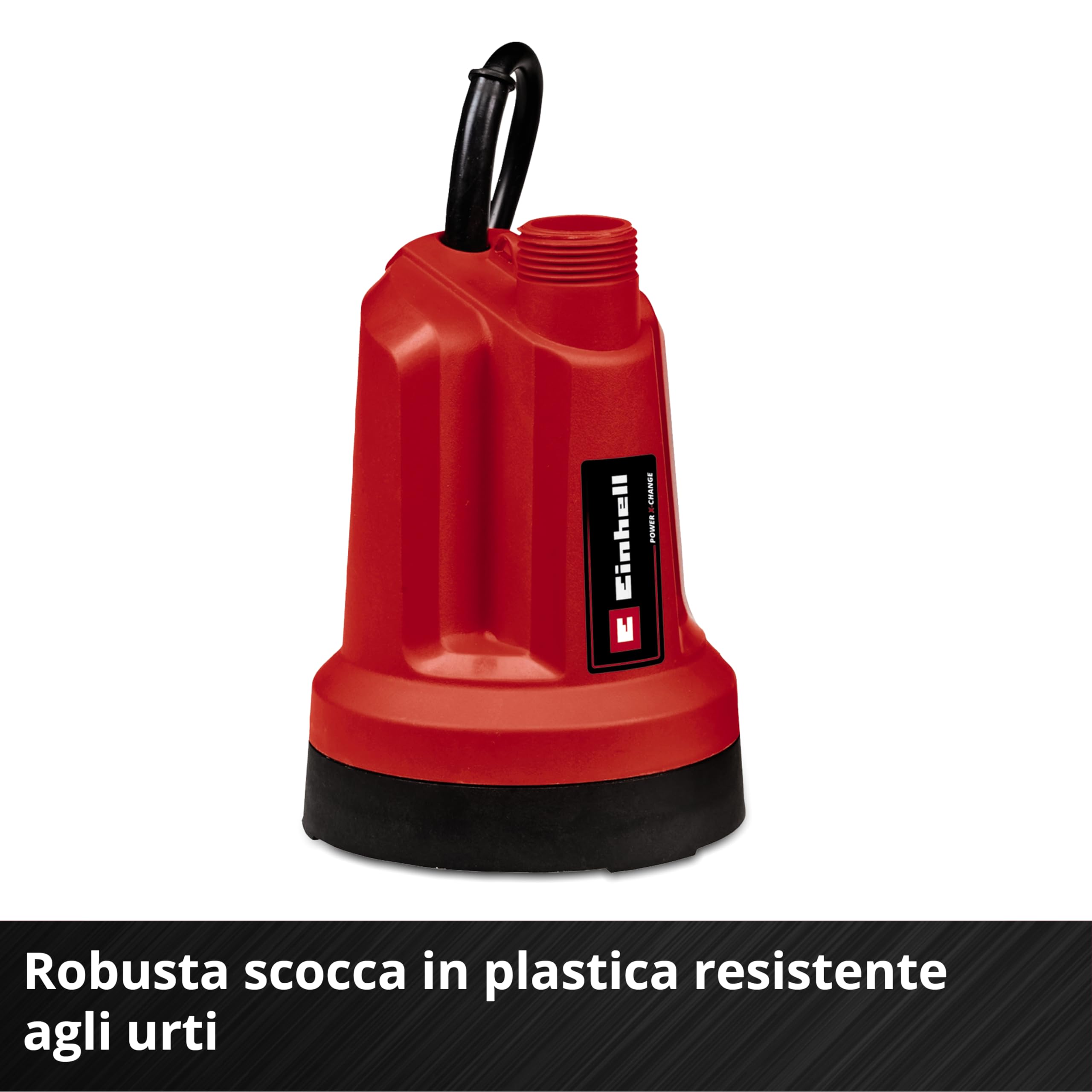 Einhell Pompa di scarico dell'acqua chiara senza fili GE-SP 18 LL Li (1 x 4,0 Ah) PXC (Li-Ion, 18 V, 4500 L/h max., alloggiamento batteria flessibile, funzionamento continuo, batteria 4,0 Ah e