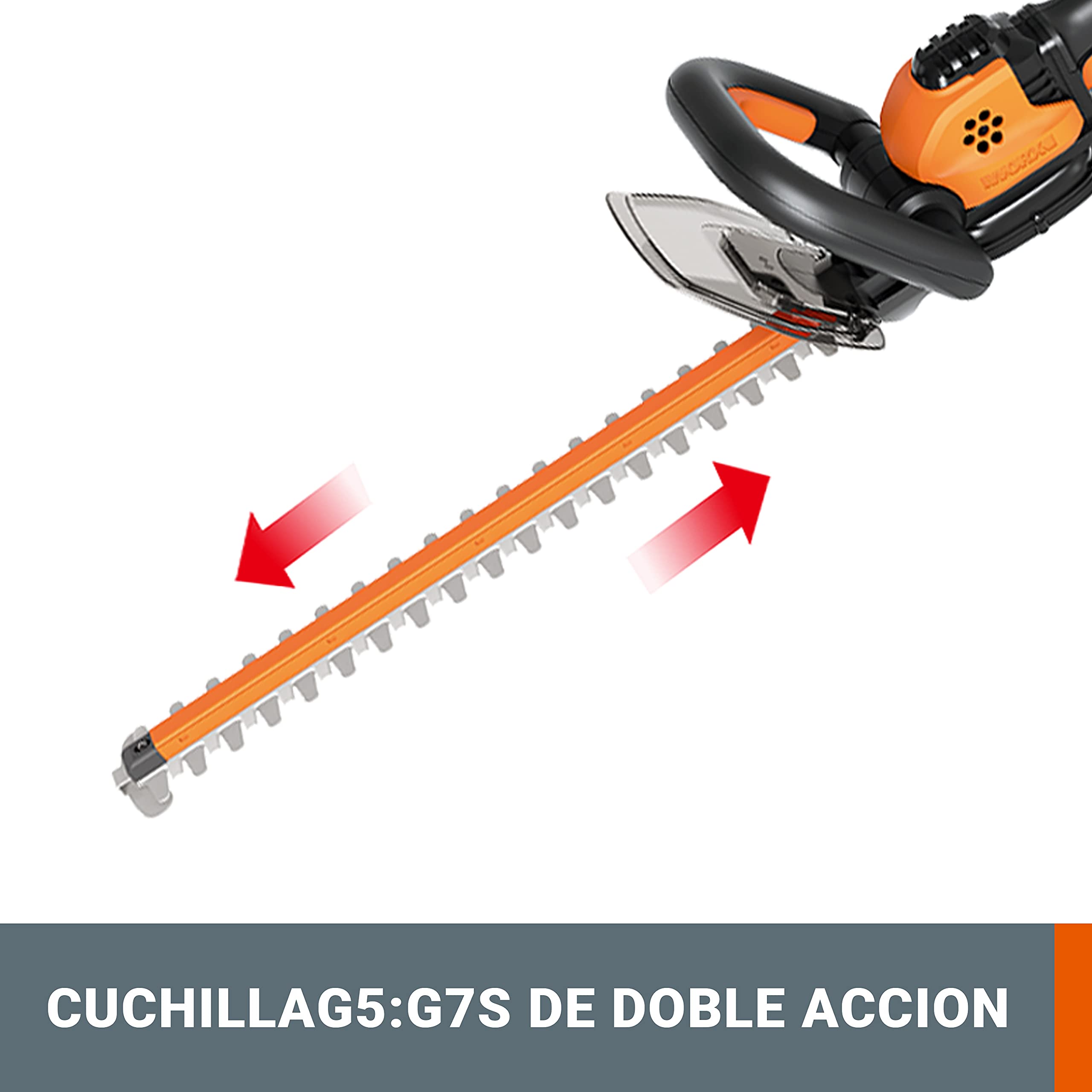 WORX Cortasetos 20V Máx. | PowerShare | WG261E.9 | No Incluye batería ni Cargador | 46 cm de Peine | Empuñadura Ajustable | Cabezal pivotante | hasta 16mm de Corte