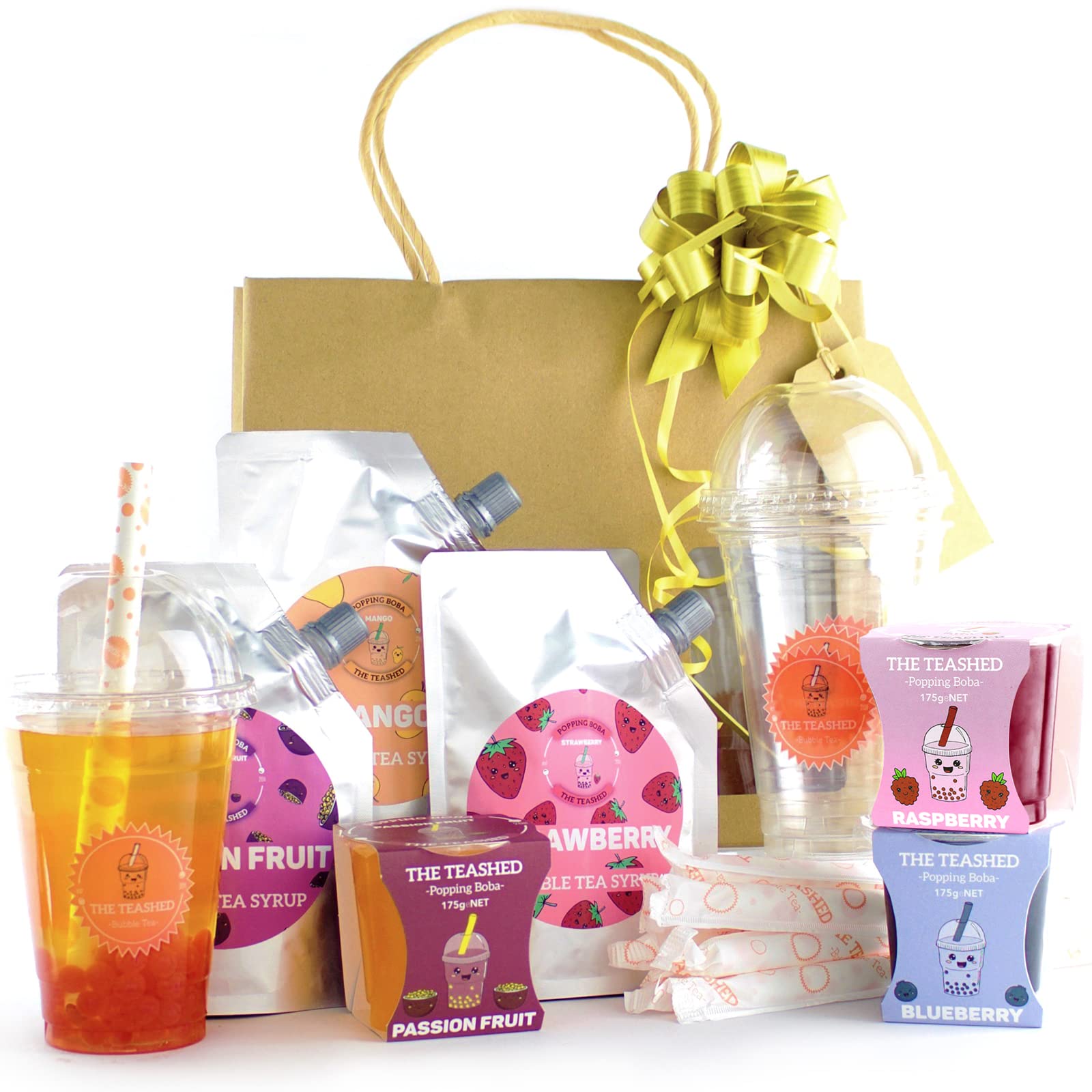 Buy Bubble Tea Kit Syrup Gift Set with 12 Servings Syrup + Boba Set