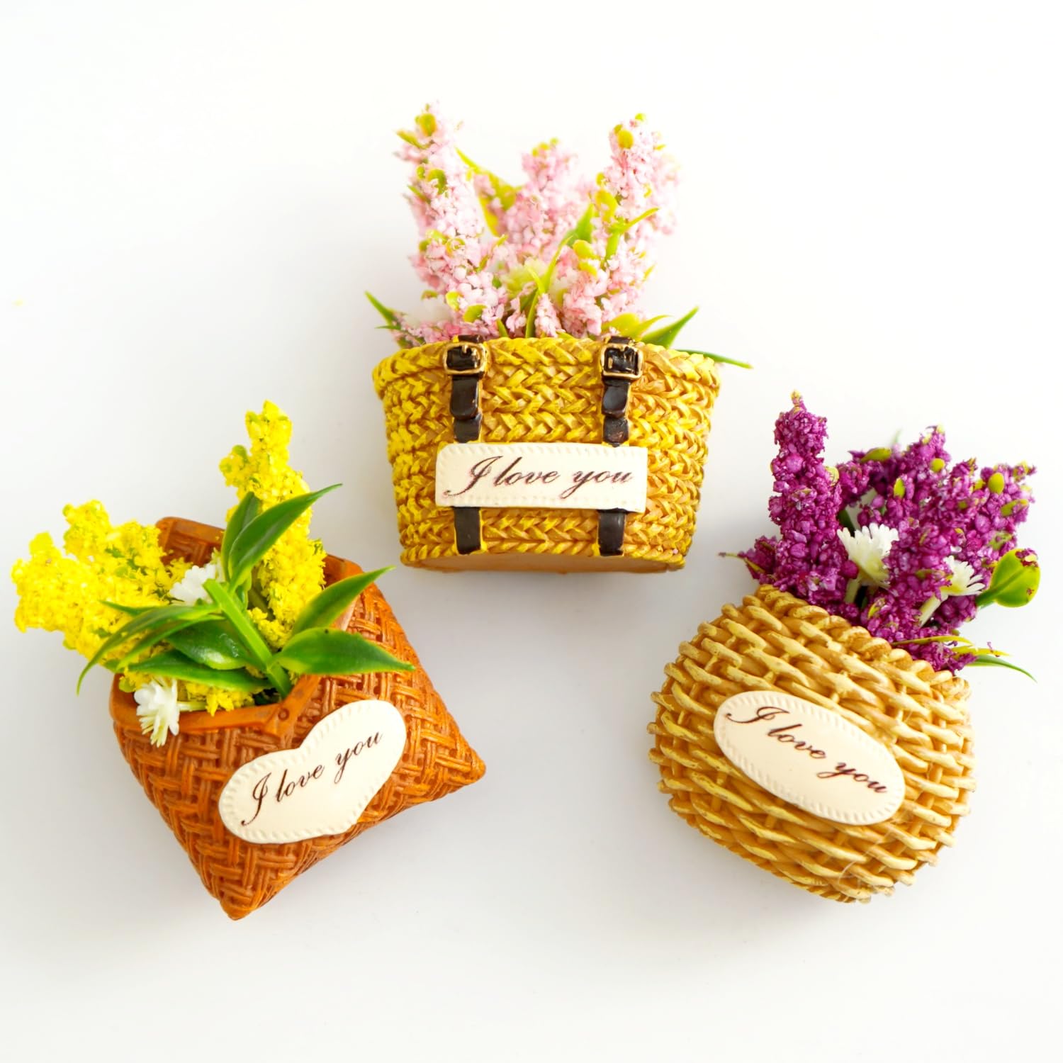 3pcs Flower Fridge Magnets, Cute Plant Refrigerator Magnet for Fridge, Creative Decorative 3D Magnet for Office, Kitchen, School, Locker, Whiteboard