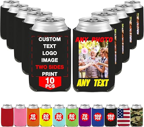 Funda para enfriadores de cerveza personalizada, 10 unidades, a granel, con aislamiento, para botella de bebidas con imagen, logotipo, texto para