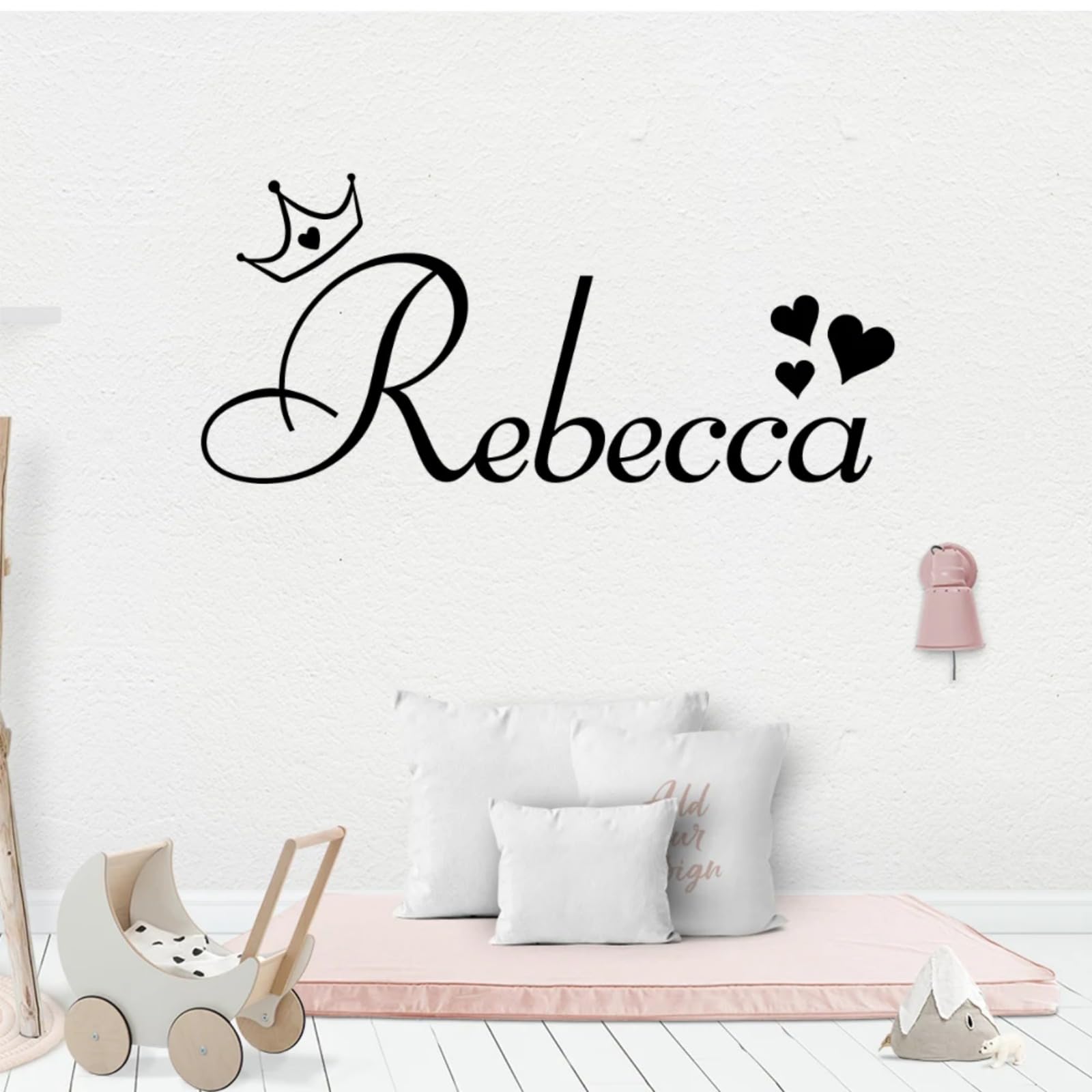 GRAZDesign Adesivo Murale Orsacchiotto Con Nome Personalizzato – 40x30 Cm, Rosa, Per Cameretta Bambini, Prodotto In Germania - 4