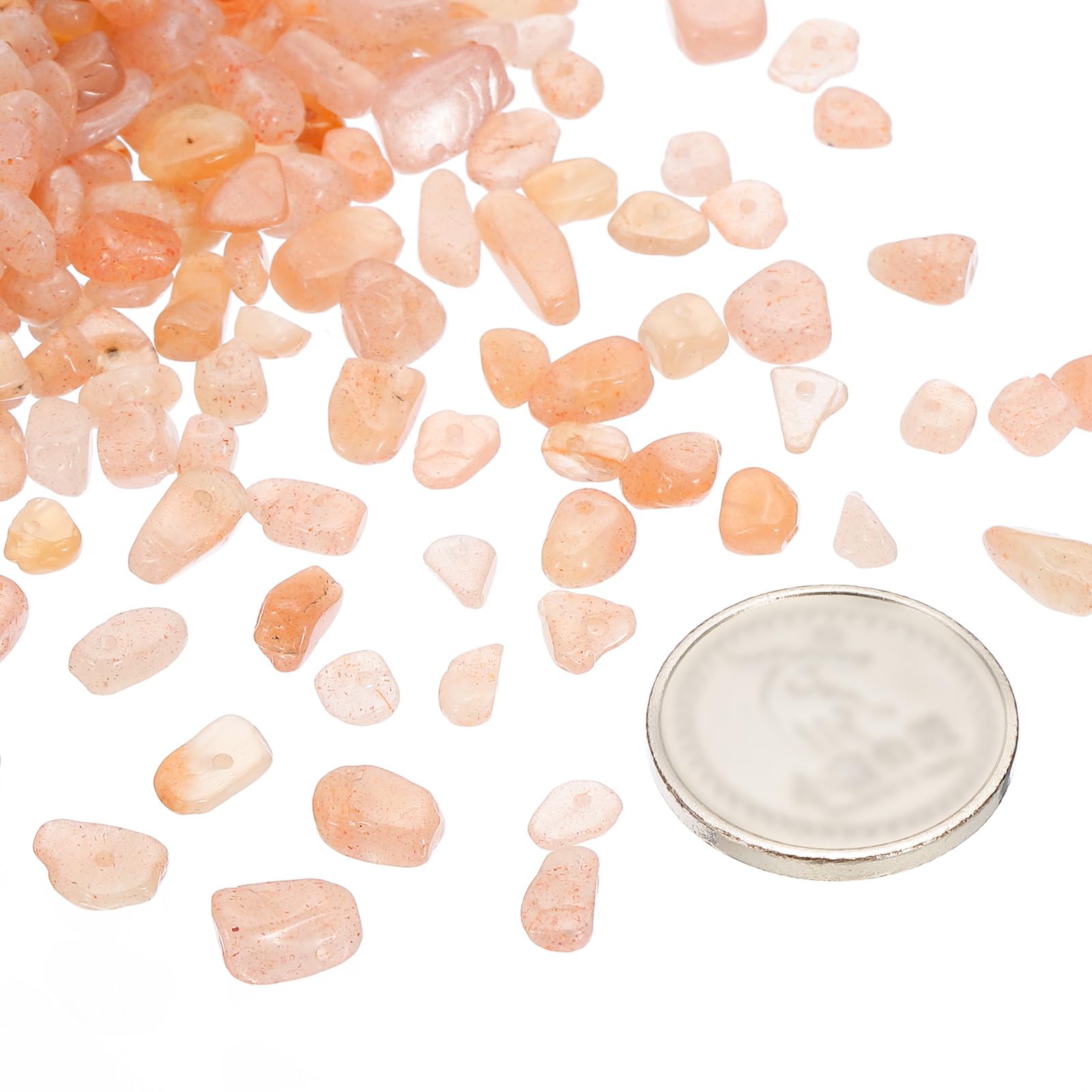 PATIKIL Chip Stone Natural Rock Beads Loose Gemstone Beads Drilled Strand for Jewelry Craft Making 400pcs, Light Orange - Image 3