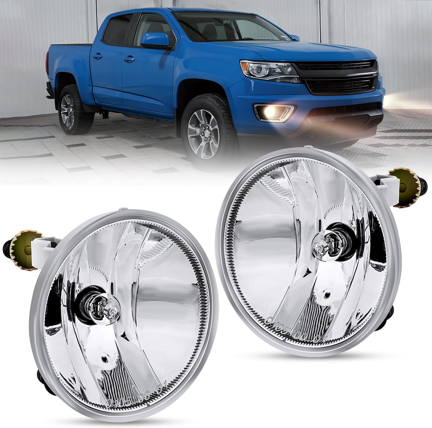 Nilight Fog Light Assembly Compatible with 2007 2008 2009 2010 2011 2012 2013 Chevy Avalanche Suburban Tahoe GMC Yukon Acadia Ford Mustang Pontiac 2015 2016 2017 Silverado Colorado