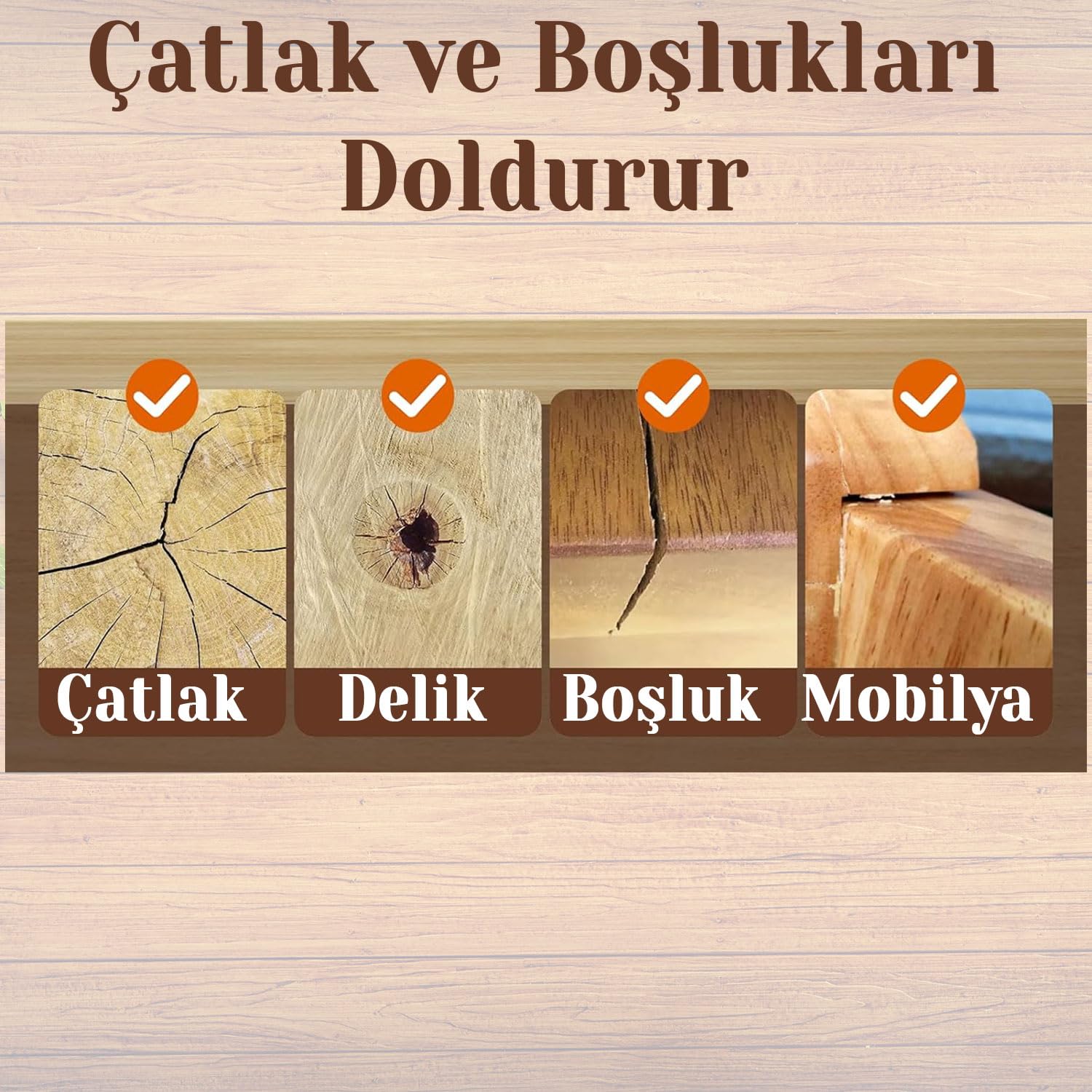 Ahşap Parke Tamir Macunu TİK Renk Mobilya Masa Dolgu Çatlak Çizik Giderici 125 ML Kullanıma Hazır