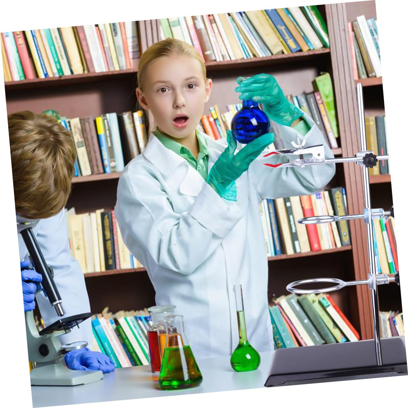Supporto da Laboratorio in Metallo con Morsetto per Provette e Beuta Kit Completo per Attrezzature Chimiche Base Stabile e Morsetto Fermo per Esperimenti Scientifici