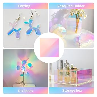 3 Pack Iridescent Acrylic Sheet, 1/8 Inch Thick, 12 x 12 Inch