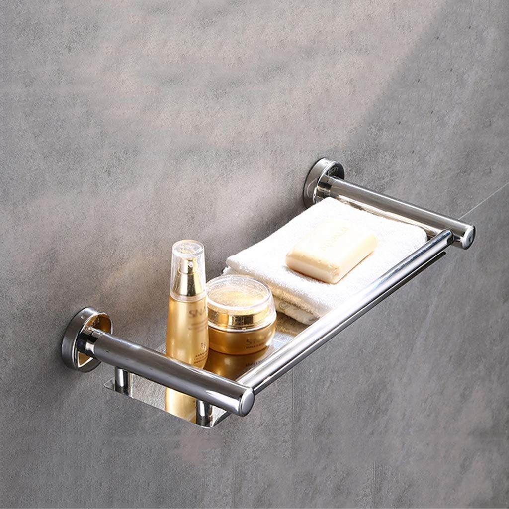 Estantes de baño exquisitos Estante de baño de acero inoxidable Estante de almacenamiento de perforación de montaje en pared Soporte de ducha multifunción Instalación de perforación de toallero de bañ