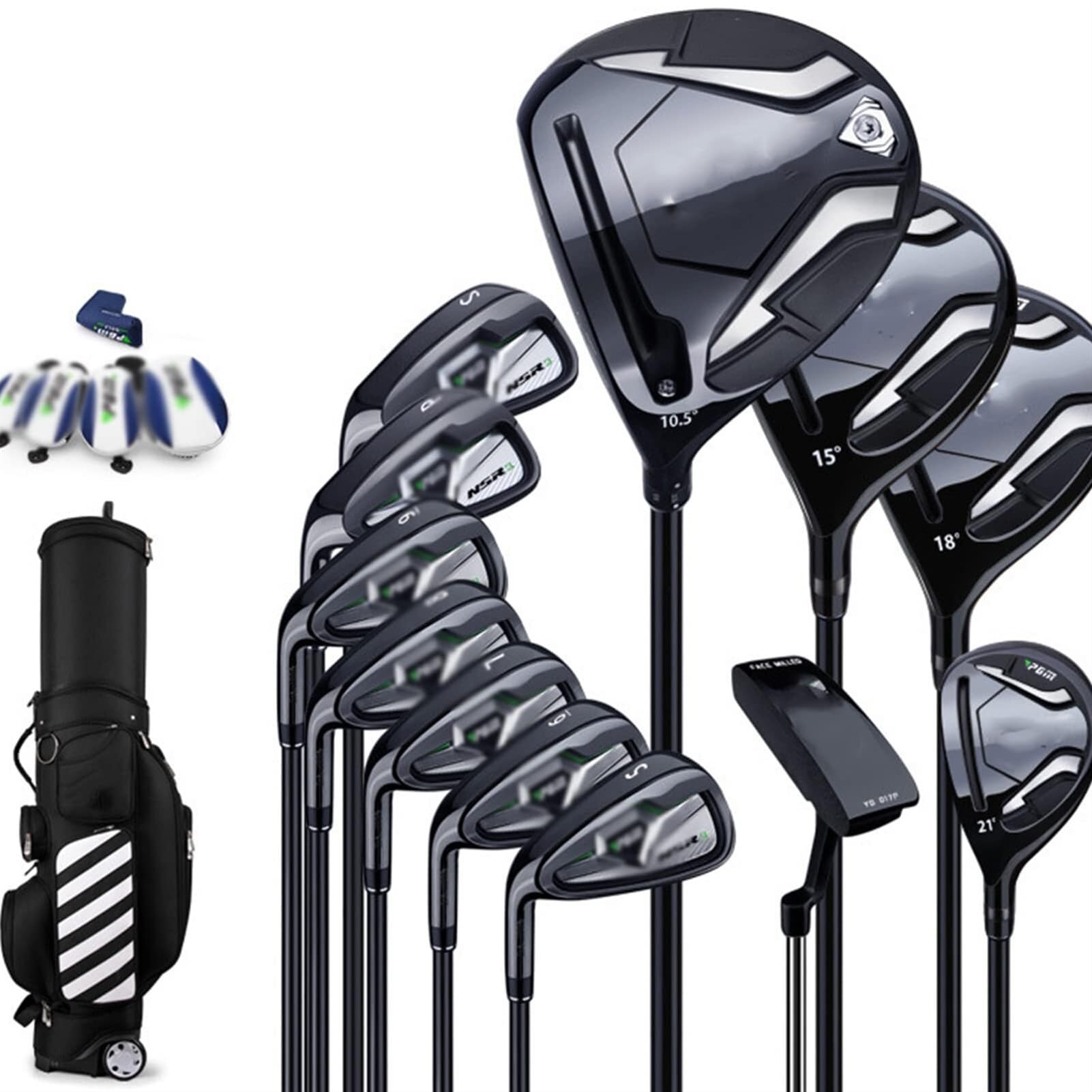Set completo da golf per uomo, set completo di mazze da golf per principianti, sacca per palline da golf standard, golf per uomo mancino, asta in carbonio, confezione da 12 con sacca per carrello
