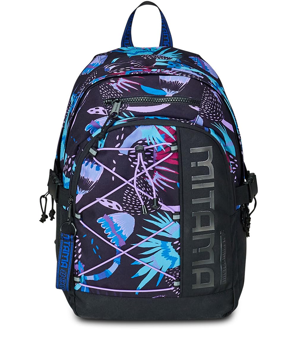 Mitama Zaino Triplo Scomparto, Tasca porta PC, Nero e Viola, Bambino Ragazzo + Portapenne bambino