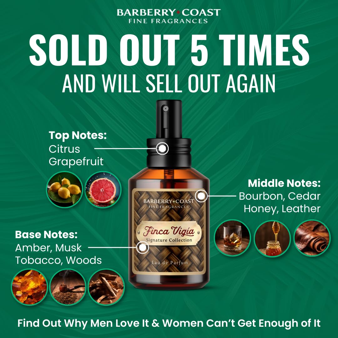 Finca Vigía Eau de Parfum (EdP) Cologne Signature Collection - 60ml | 2oz - Men's Fragrance - Scent: grapefruit, bourbon, leather, vanilla, amber, tobacco leaf, cedar, sandalwood