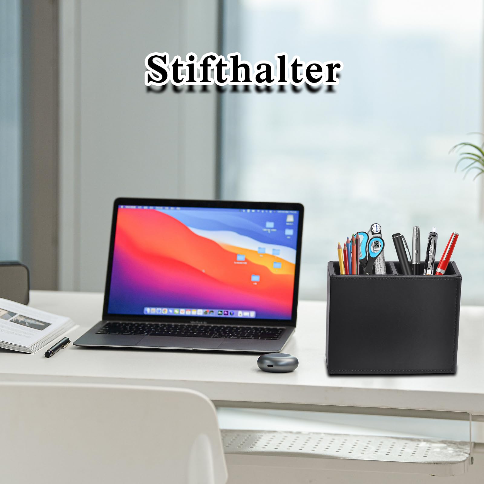Schreibtischset PU Leder, Schreibtischset mit Schreibtisch Organizer, Stifthalter, Briefablage, Bürotisch für Männer und Frauen, Büro Büro Organizer (Schwarz)