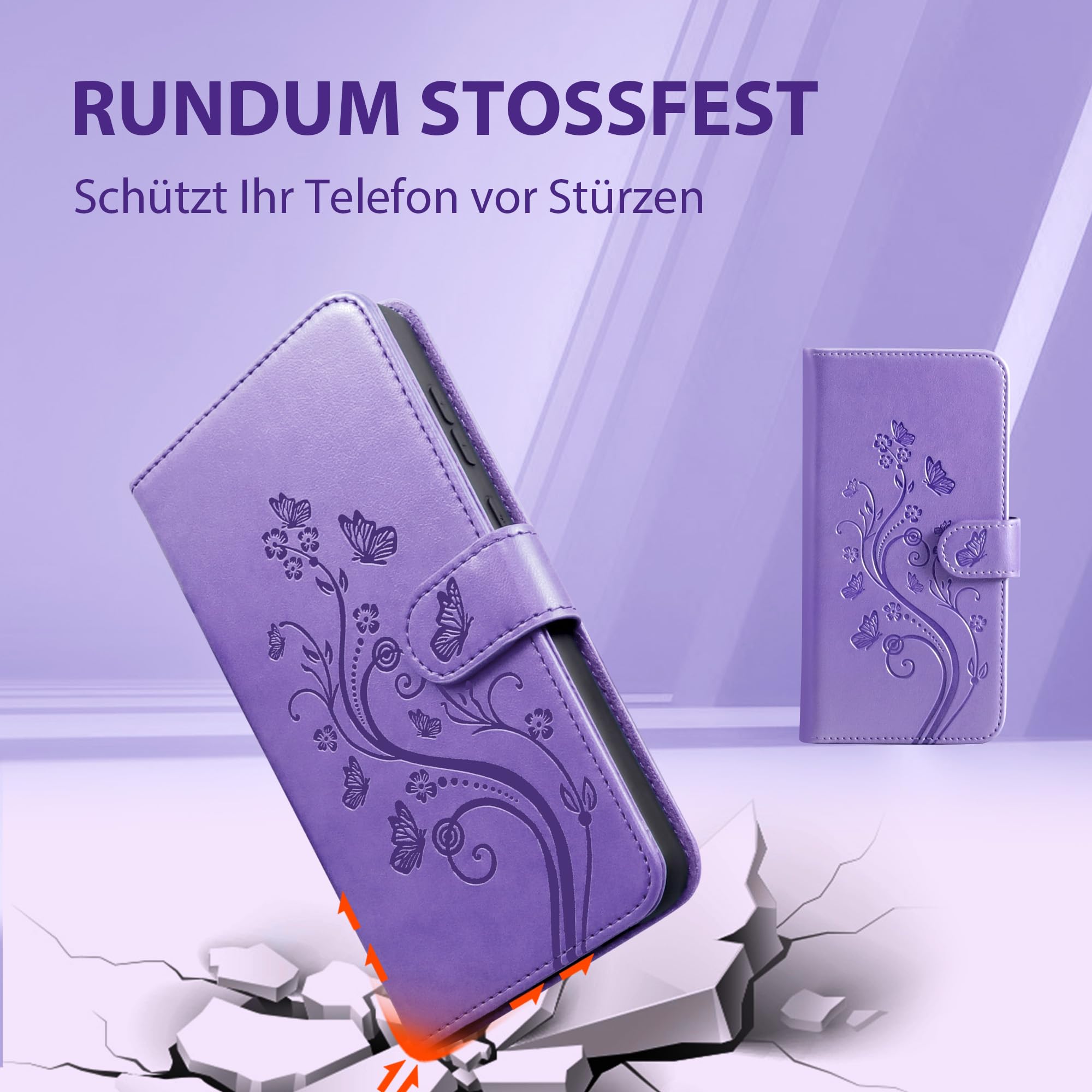 Etui na telefon komórkowy iPhone 16 z przegródką na karty, miejscem na pieniądze, stojakiem, magnetycznym zamknięciem, skórzane etui ochronne, fioletowe