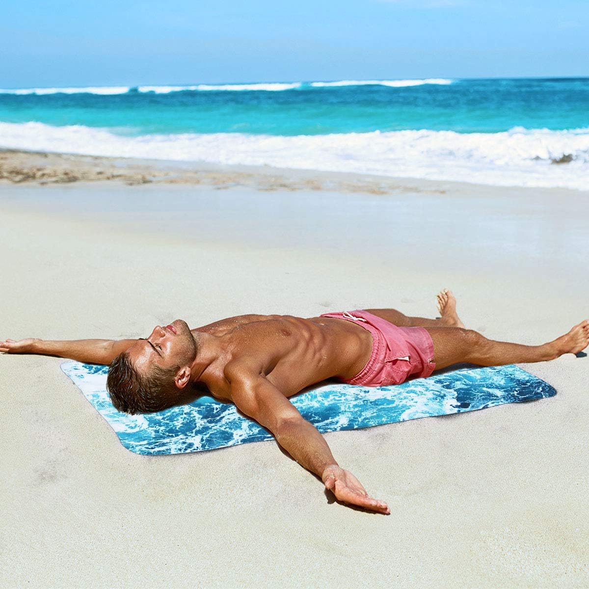 snailman Microfiber Beach Towel,Quick Dry Lightweight (60X31) Swim Towels, Wave Printed Travel Bath Towel,Shower Beach Blanket Sand Free Towel (Large(60X31) : Home & Kitchen