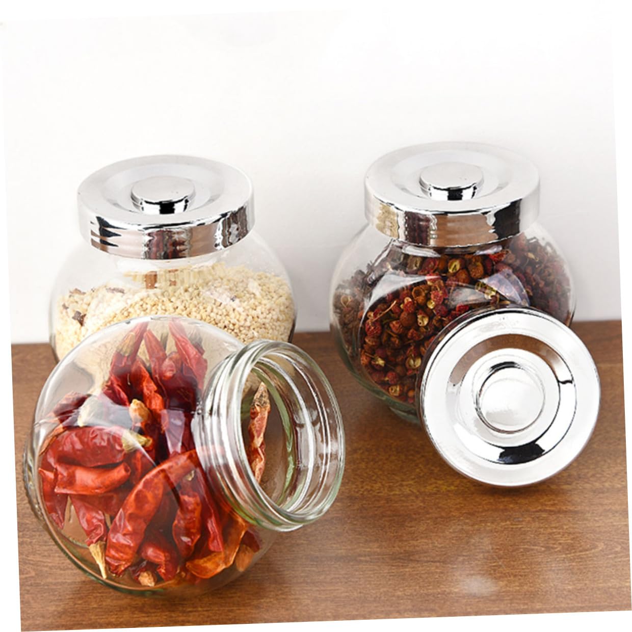 NUOBESTY 8 Stück Glas Vorratsdosen Mit Deckel Luftdicht Verschlossene Küchenaufbewahrung Rundes 180 Ml Glasbehälter Für Trockenfrüchte Und Lebensmittel