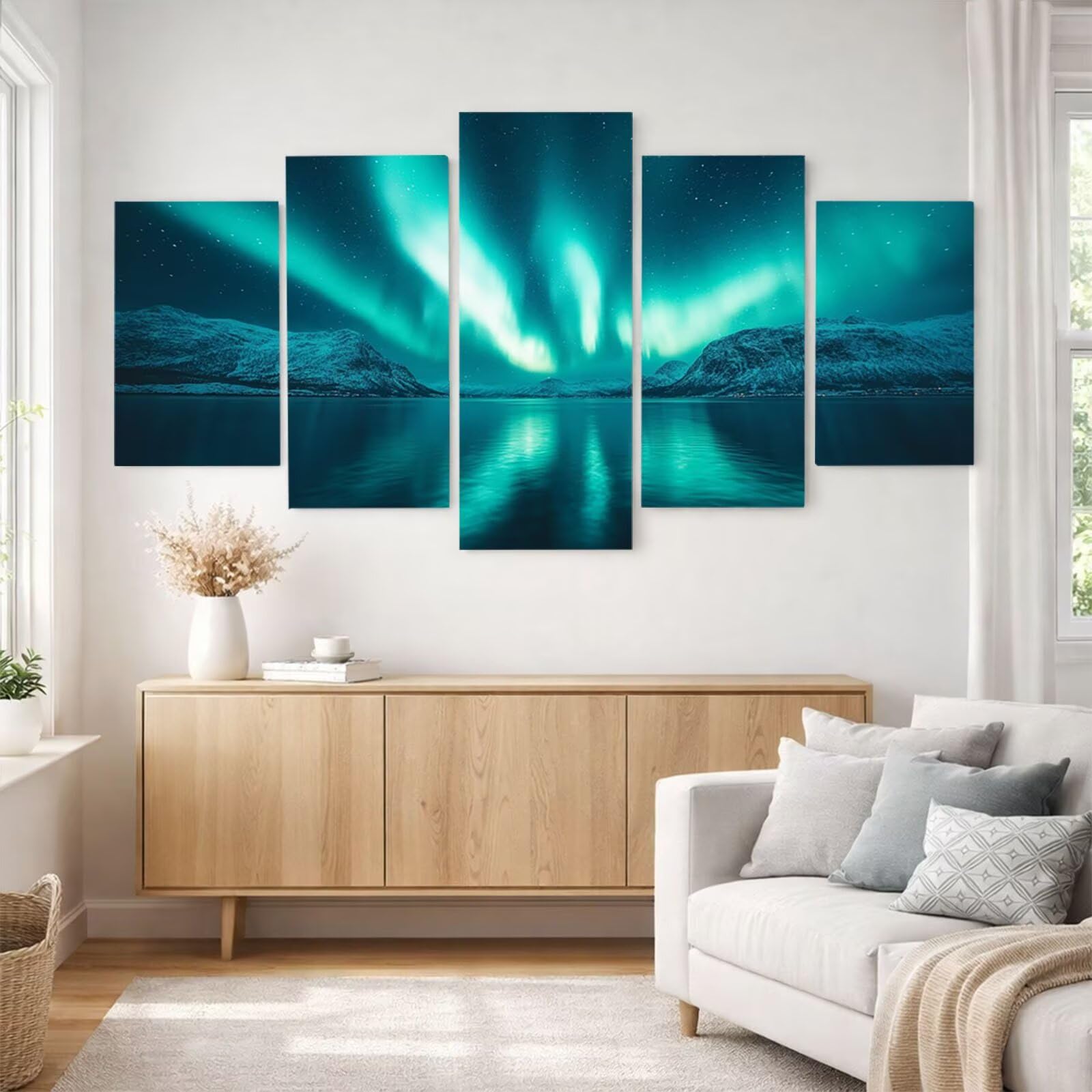 5 Pack Leuchtend Malen Nach Zahlen Erwachsene Aurora Drei Größen YCBZ-5635 | DIY Set Erwachsene mit Pinselset Acrylfarben Set Fünf Leinwand zum Bemalen Sternenhimmel Deko Wohnzimmer Geschenke für Frauen