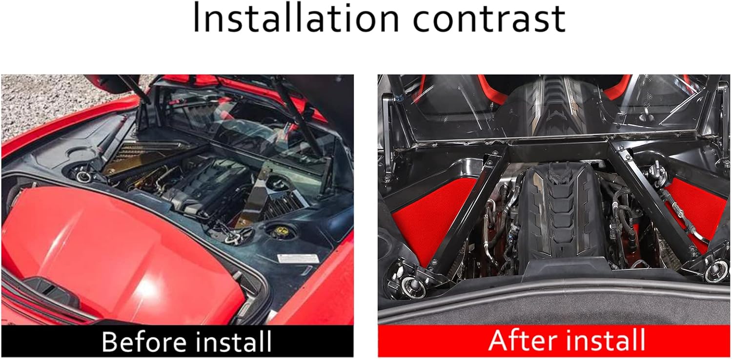 Daeiclru Engine Bay Panel Cover Trim Compatible with Chevrolet Corvette C8 2020-2023, Left Right Engine Case Guards, Auto Engine Protector Splash Shield Accessories (Engine Bay Left Right Panel, Red)