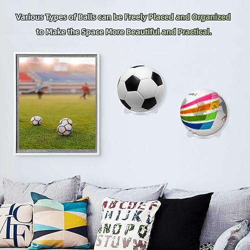 Miniatura 2 de BiJun Soporte para baloncesto de pared, acrílico para fútbol, estante invisible transparente para fútbol, baloncesto, voleibol, rugby, fútbol