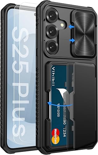 Vista 21 de Vihibii Funda tipo cartera para Samsung Galaxy S25 Ultra, tarjetero integrado (4 tarjetas), [bloqueo RFID] y cubierta de lente deslizante, Verde