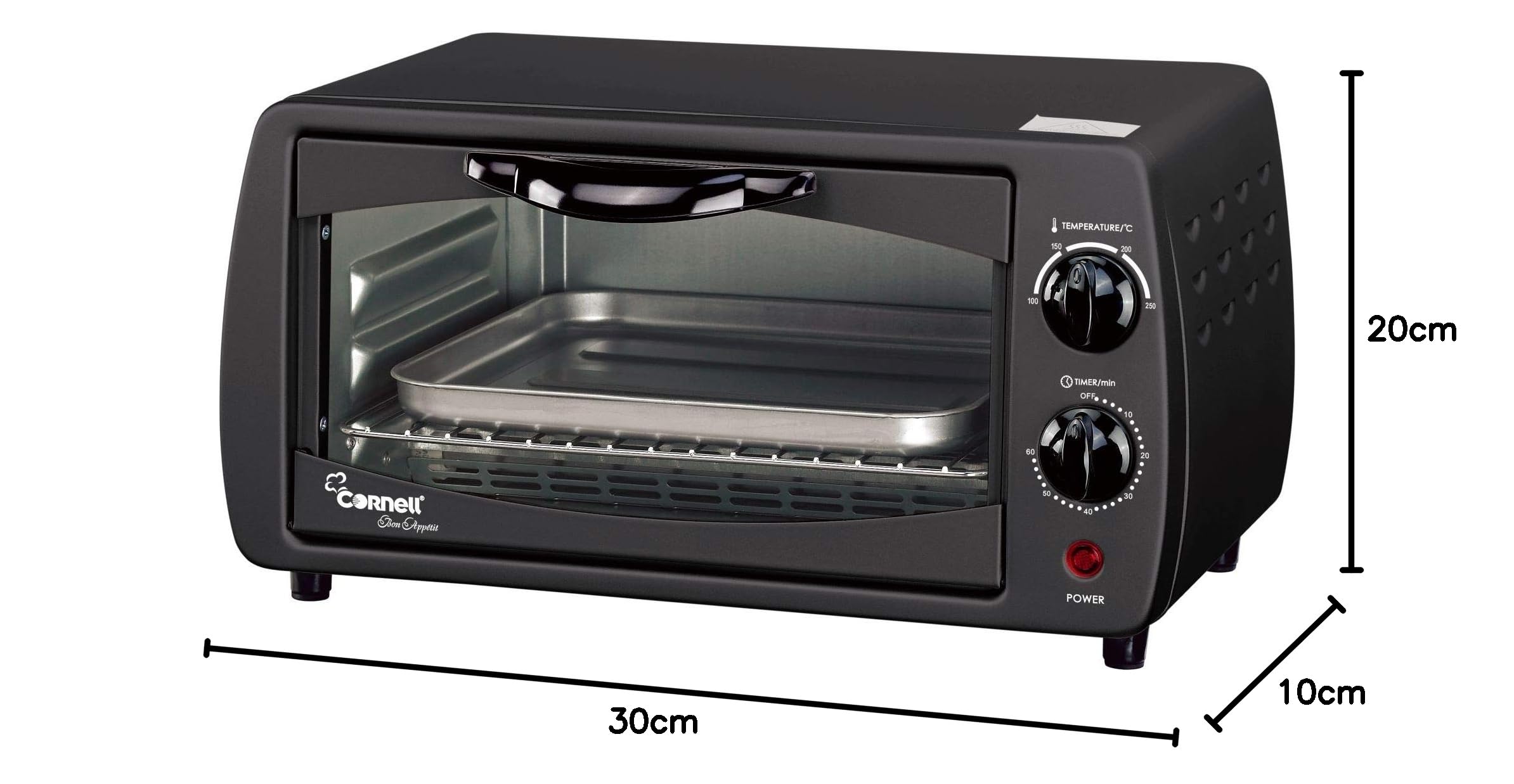 Cornell 9L Black Oven Toaster, 800W CTO-S10BK,CTOS10BK : Amazon.sg