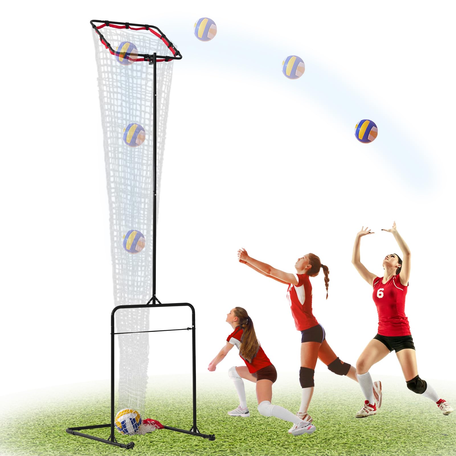 Volleyball Setter Training Net Equipment - 6 Angle and Height Adjustments Volleyball Target Net for Passing Setting Training Practice Equipment Indoor and Outdoor, Portable Carrying Bag