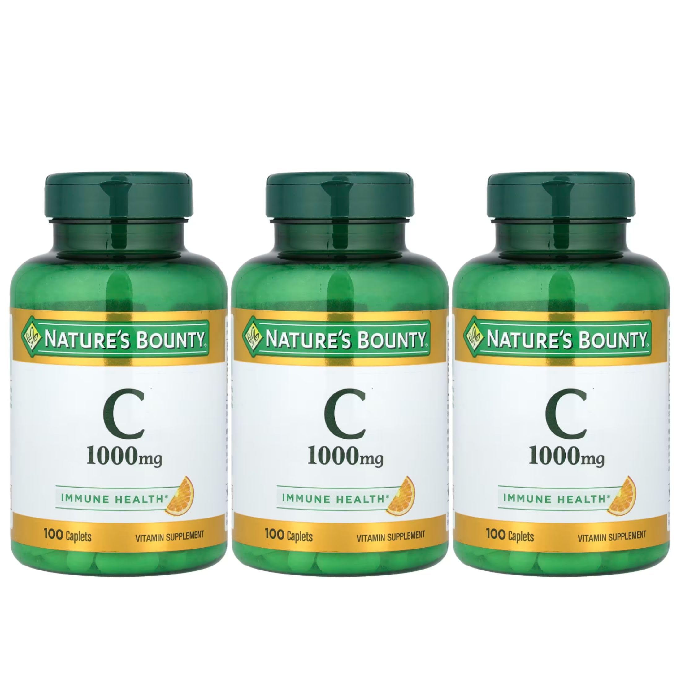 Nature's Bounty Vitamin C, 1000mg, 100 Caplets (Pack of 3) 100 Count (Pack of 3)