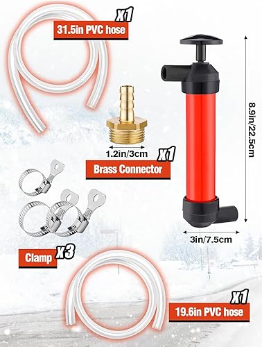 Miniatura 5 de Kit de bomba de mano anticongelante  Kit de bomba manual de agua para caravana con 3 abrazaderas, sistema de agua bomba anticongelante para hacer el
