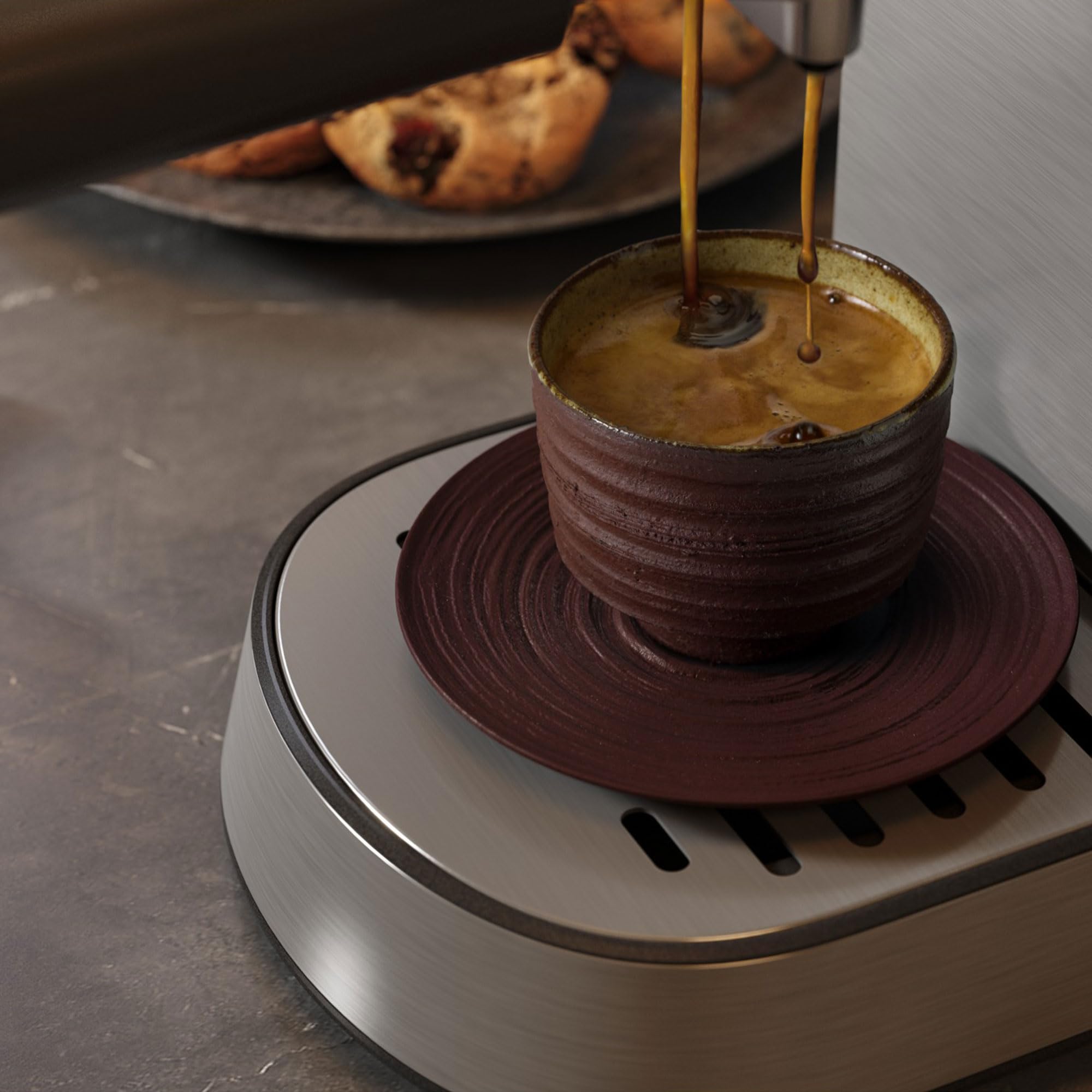 AEG Cafetera Espresso Compacta EC6-1-6ST, 15 Bares, Café Molido y Monodosis, Pantalla Táctil, Espumador de Leche, Depósito 1L, Apagado Automático, Inox
