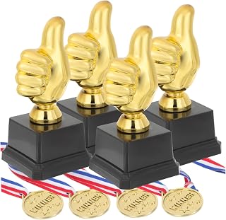 INOOMP Award Trophy Cups Winner Award Medals 2 Sets Trophy Medal Soccer Decor Kids Golden Medals Home Desktop Decor Small Trophy Mini Child Mini Trophy Cups