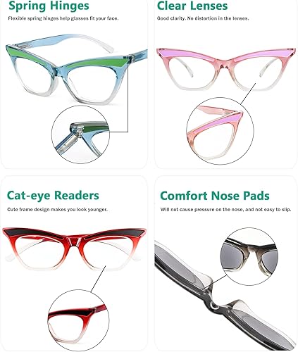 Miniatura 5 de Eyekepper Paquete de 5 lentes de lectura con diseño de ojo de gato para mujer +0.5
