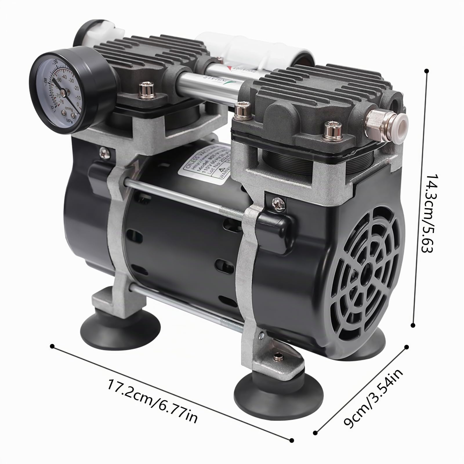 Pompe à vide sans huile, 150 W Pompe à vide de laboratoire industriel 1450 tr/min Compresseur aérographe Faible bruit, Pompe à dépression Convient pour les machines médicales, les laboratoires