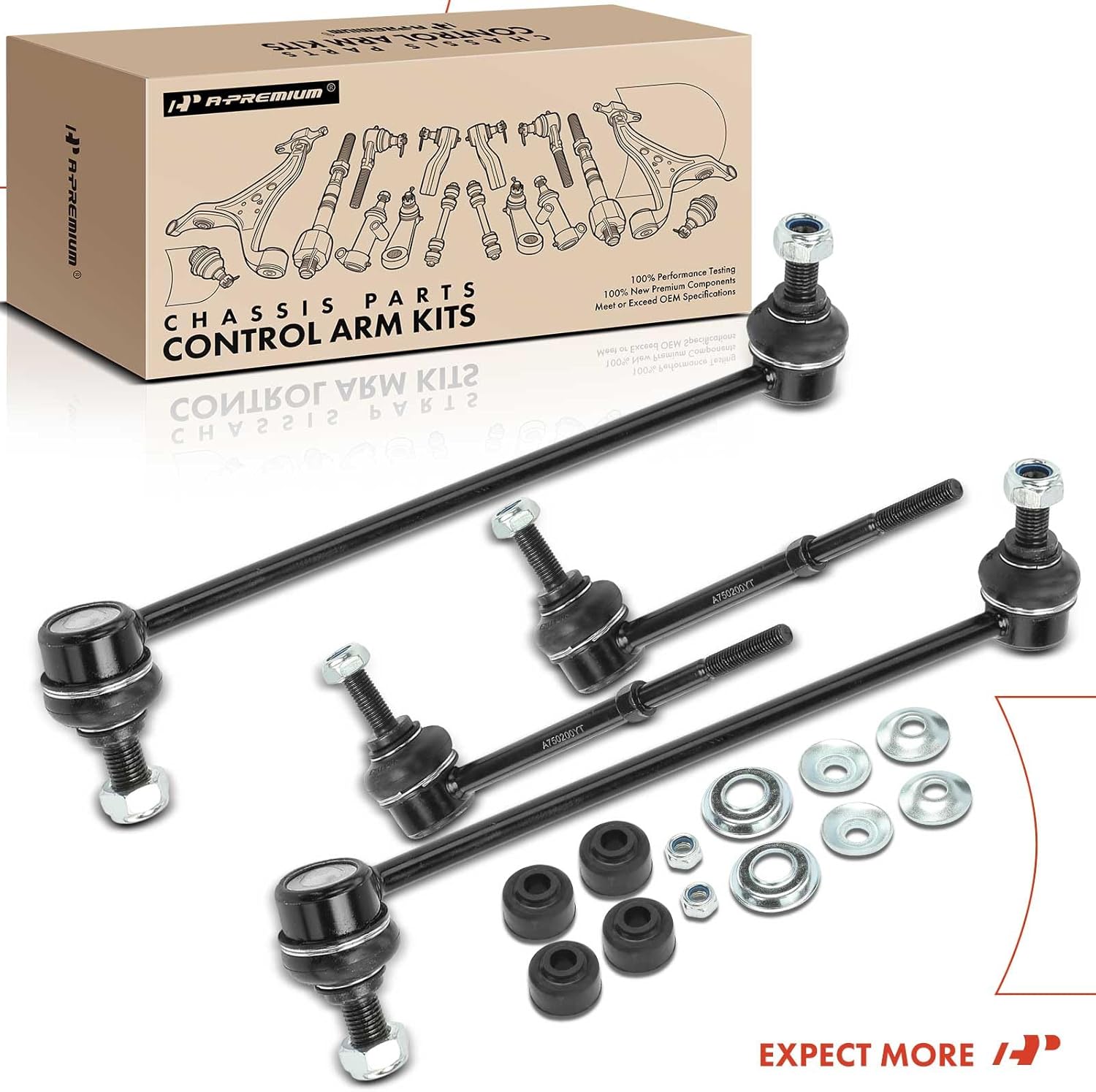 A-Premium Set of 4, Front & Rear Sway Bar Links Kit Stabilizer Bar Links, Compatible with Chevrolet Captiva Sport 2012-2015, Suzuki XL-7 2007-2009, Saturn Vue 2008-2010