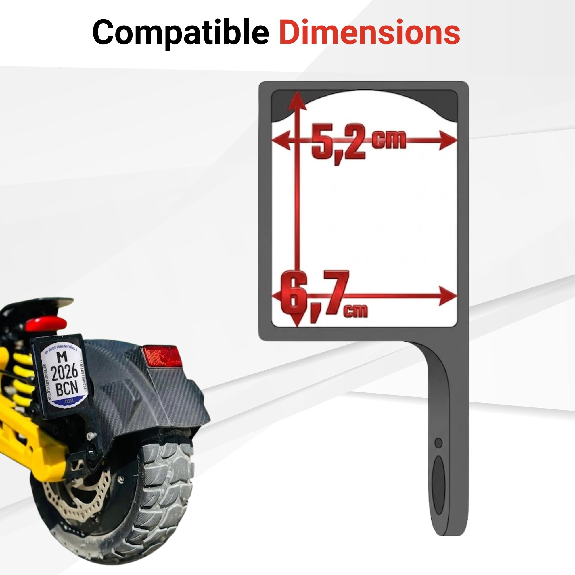 Portatarga per Monopattino Elettrico VMP Universale, Supporto Flessibile di Piastra Identificativa con Fissaggio a Vite, Protezione Trasparente Rimovibile, Accessorio per Scooter (Lato Sinistro)