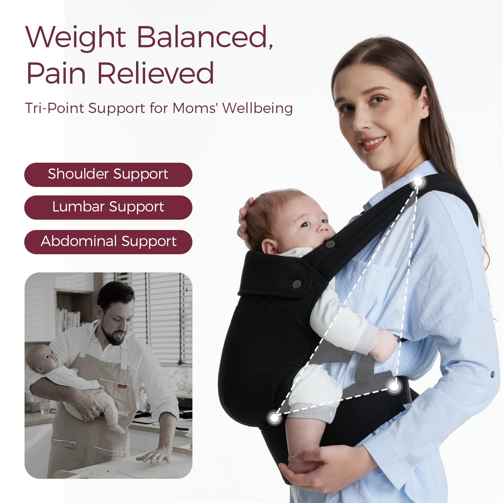 Momcozy Baby Carrier, Pure Cotton Carrier for 3-24 Months, Effortless to Put On, Ideal for Hands-Free Parenting - Image 2