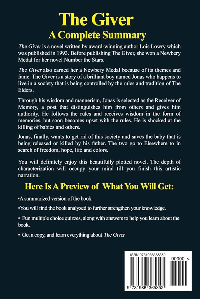 Đôi Bạn Dấu Ấn Trên Bìa Sau Cuốn Sách The Giver