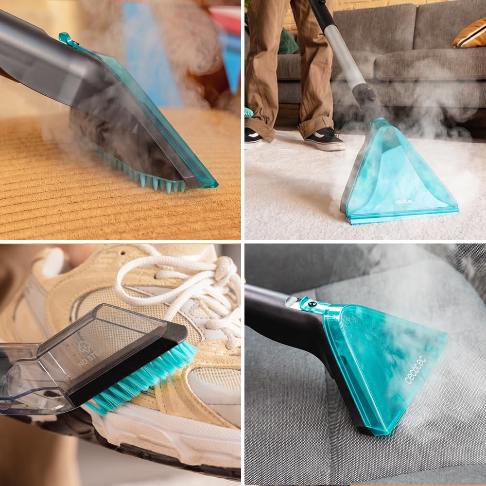 Cecotec Aspirapolvere Lavatappeti Conga CarpetClean 30000 Steam. Potenza 2200 Watt, Aspirazione 18 kPa, Vapore e Acqua calda, Raggio di 8 Metri, grande Serbatoio, Ruote integrate, Igiene imbattibile
