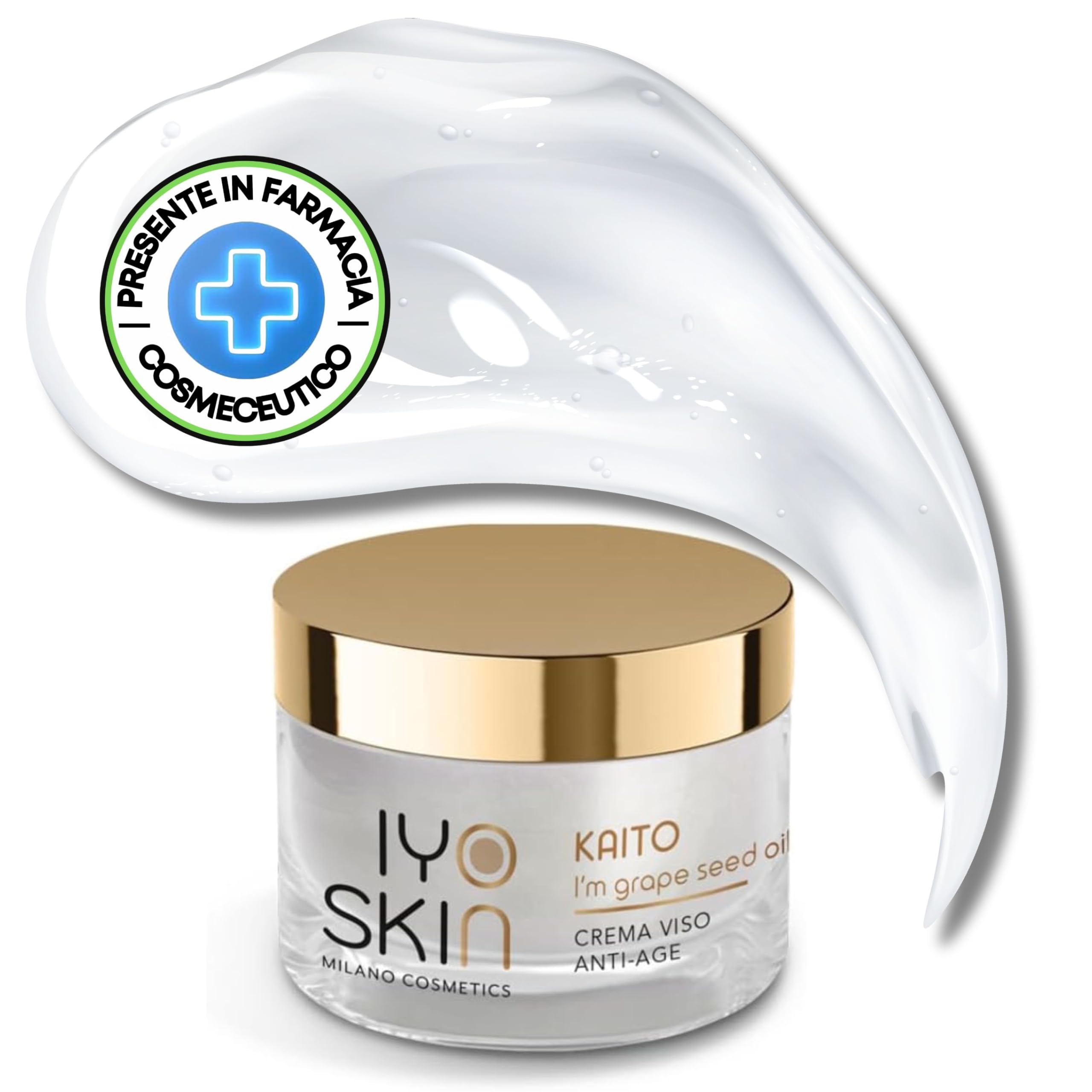 Iyoskin Crema viso Kaito Detergente Viso per Trattamento Antietà Crema Antirughe Pelle Secca e Grassa Crema Idratante Viso con Olio di Argan, Burro di Karitè e Olio di Vinaccioli 50ml