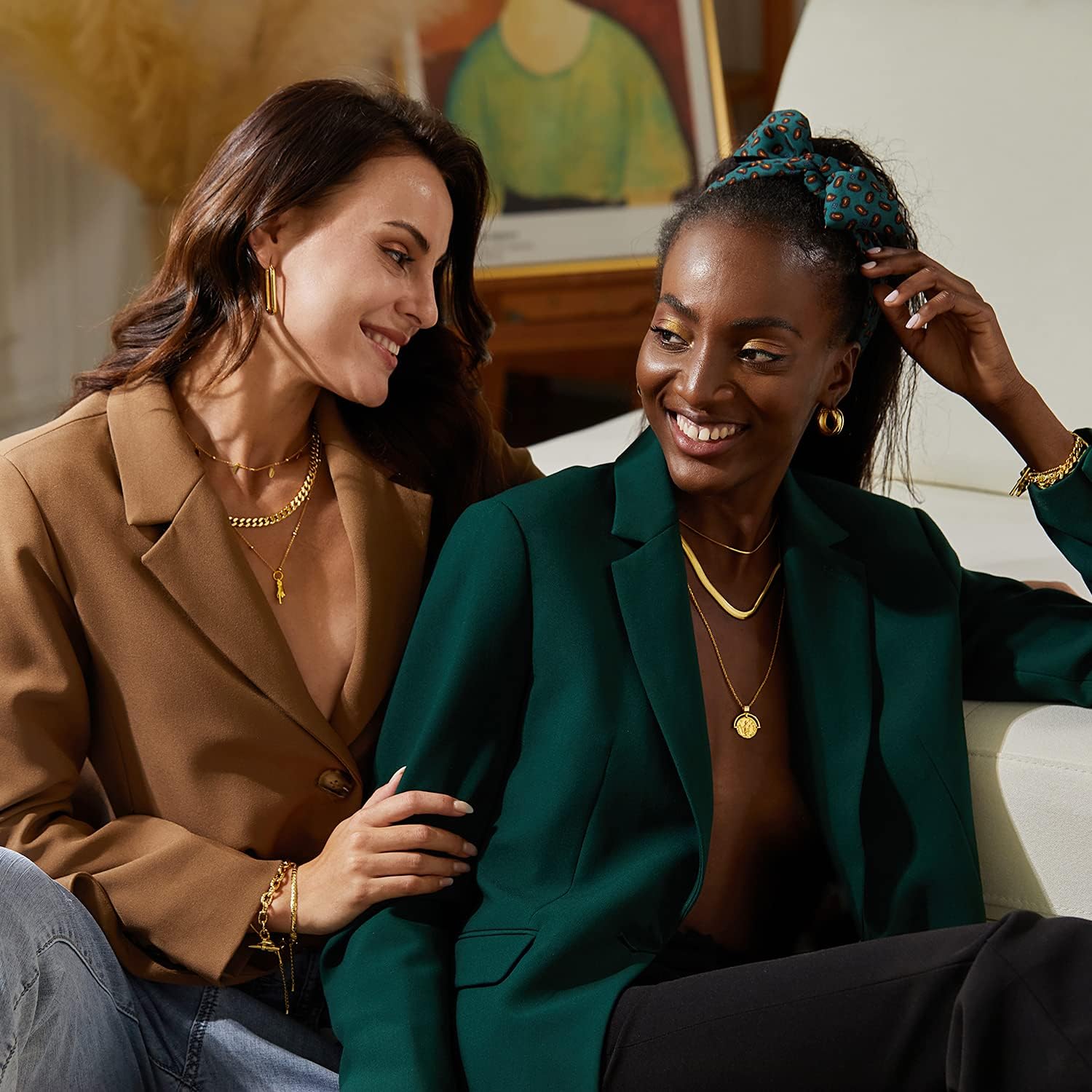 Dainty Layered Choker Necklace 18k gold Plated Y Pendant Commemorative coin Necklace Multilayer Bar Disc Necklace Adjustable Layering Choker Necklaces fashion jewelry for Women Girls - Image 6