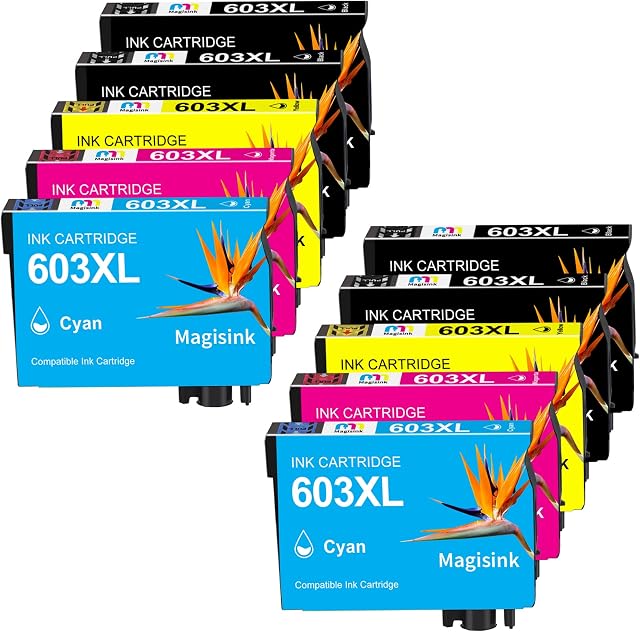 Magisink 603XL Ink Cartridge Replacement for Epson 603XL 603 XL for Expression Home XP-3100 XP-2100 XP-4100 XP-4105 XP-2105 XP-2155 XP-3105 Workforce WF-2835 WF-2830 WF-2810 WF-2850 (10 Pack )