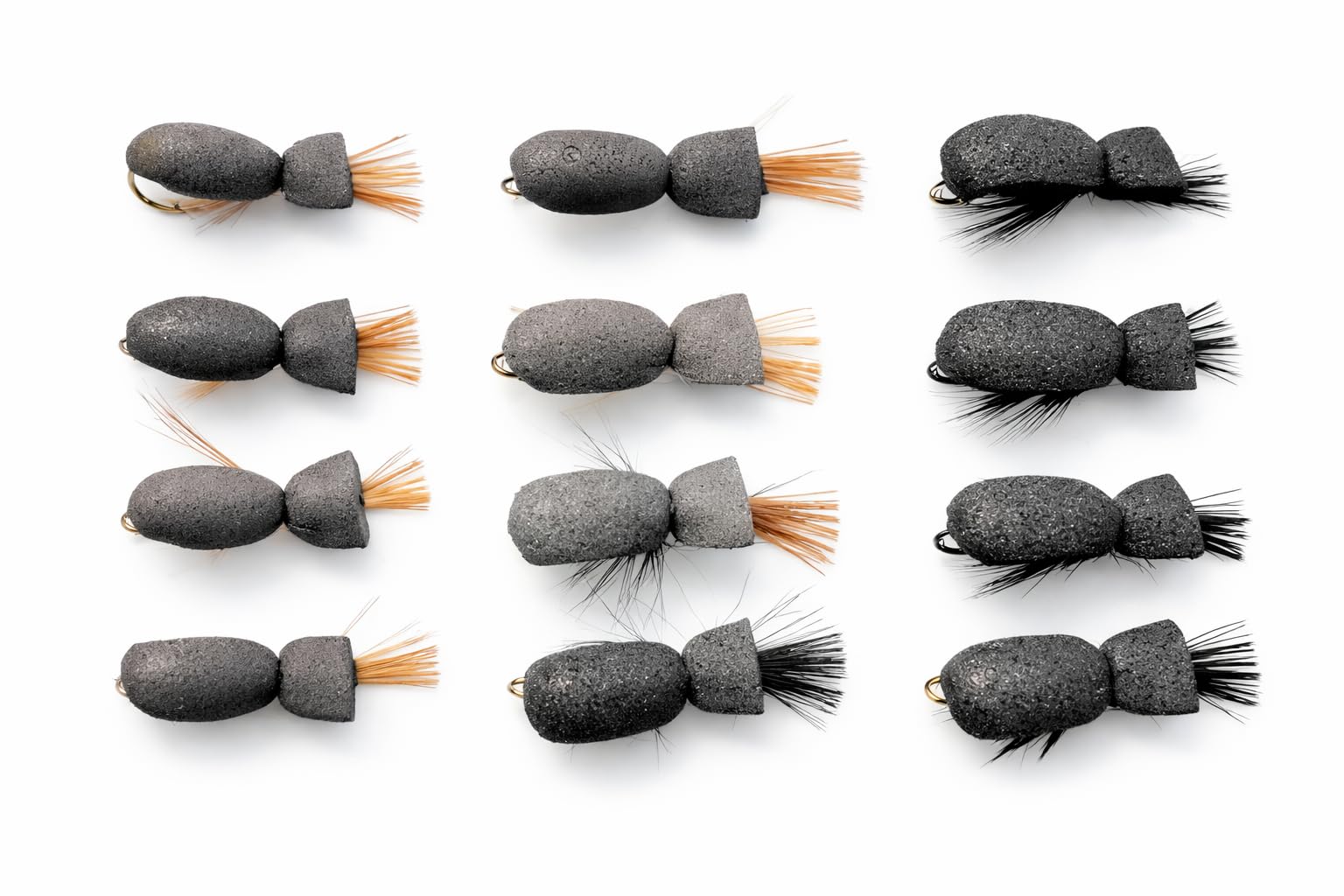 BARBLESS 12 Dry Flies - Beetles, Black and Brown, choice of sizes, Beetle Trout Flies, (Mixed)