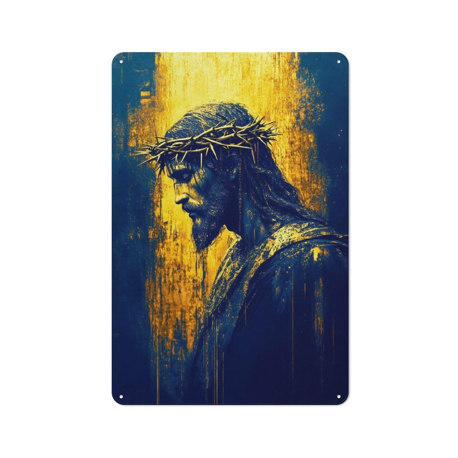 Junmoney Jesus Christ Portrait Industrial-Style Metal Sign 30X20cm For Home Bar Wall, Housewarming Wall Decor For People Furnishing Home Bar
