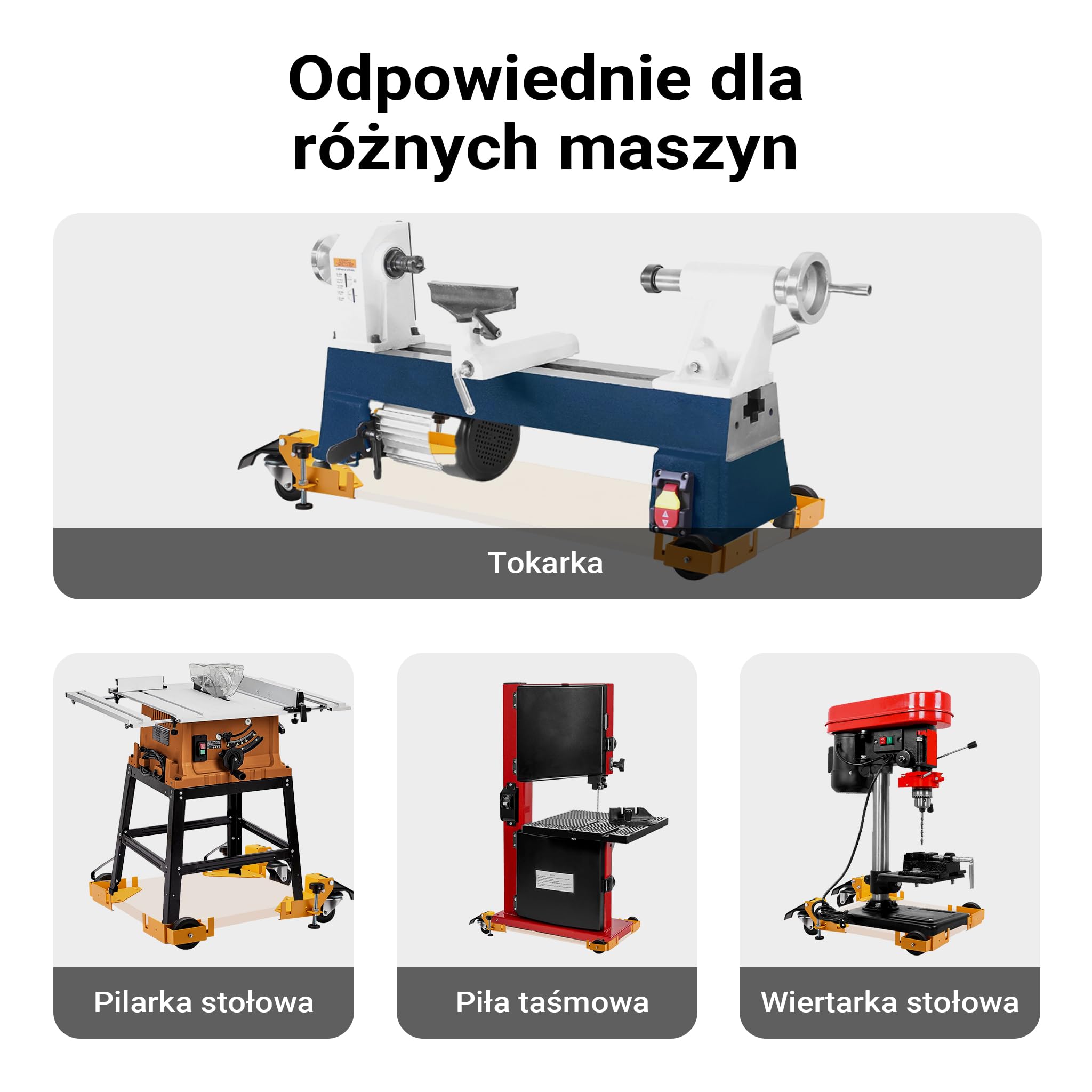 Wiltec Koła z boczną płytą montażową, zestaw 4 szt. 2x z hamulcem, do 180 kg, rolki montażowe do maszyn i wózków transportowych
