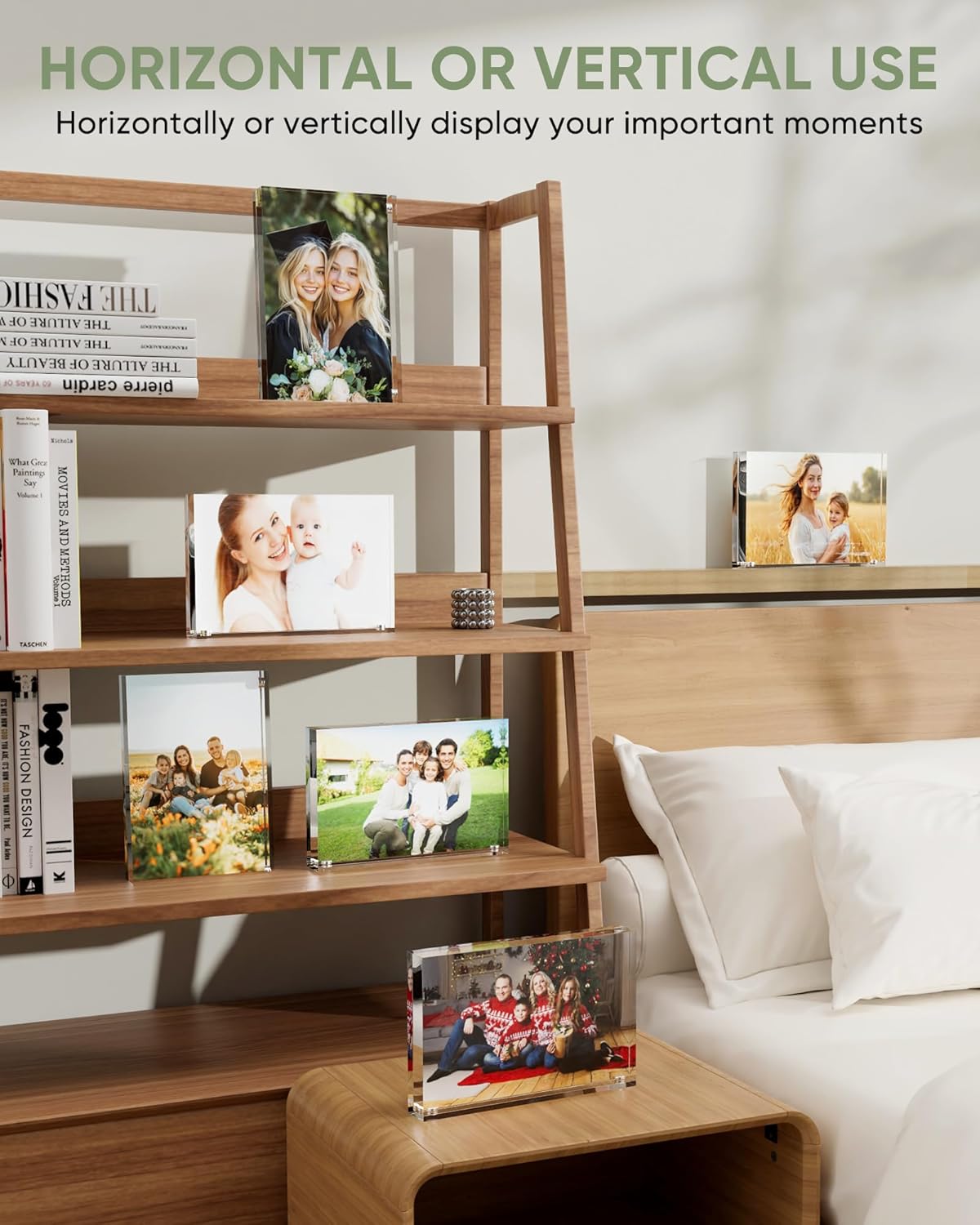 5x7 Acrylic Picture Frames 3 Pack, Clear Magnetic Picture Frames 5x7, Double Sided Photo Frameless Free Standing Tabletop Display for Home & Office Decor