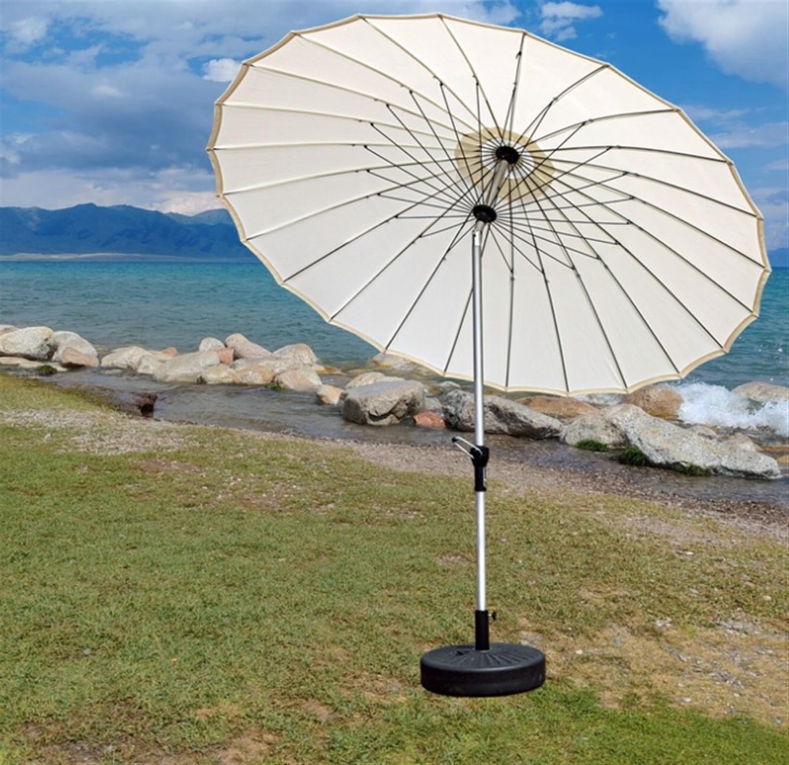 Parasol Ogrodowy, Parasol Plażowy, Parasol Tarasowy, Parasol Zewnętrzny, Przenośny Parasol Plażowy Na Taras Ogrodowy Bez Podstawy, Parasol Ogrodowy, Parasol Tarasowy, Par,Grün-2.5m