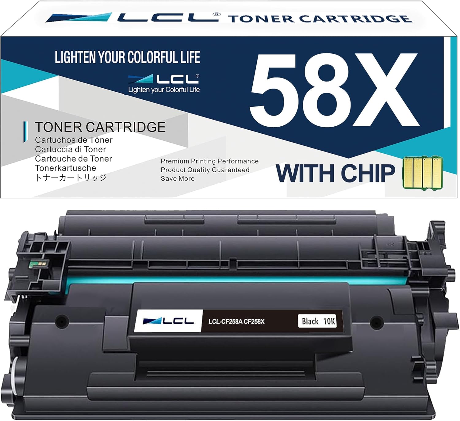 LCL CF258X 58X Toner Cartridge Black with Chip Replacement for HP 58X CF258X 58A CF258A for LaserJet Pro M304 M404d M404n M404dn M404dw MFP M428fdw M428fdn M428dw Printer (1-Pack)