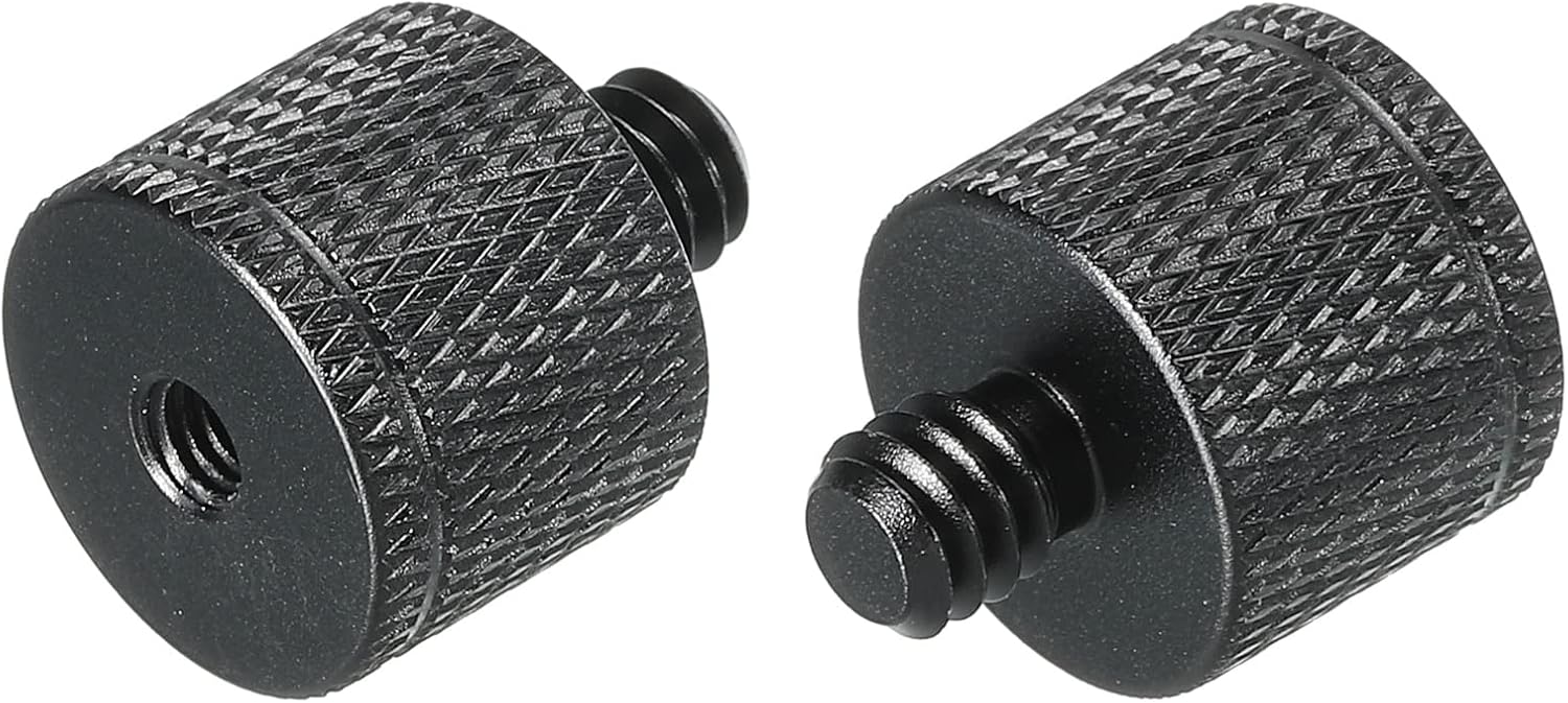 MECCANIXITY Mic Stand Adapter M6 Female to 1/4 Male Camera Screw Thread Adapter for Microphone Tripod Stand Black 2 Pack