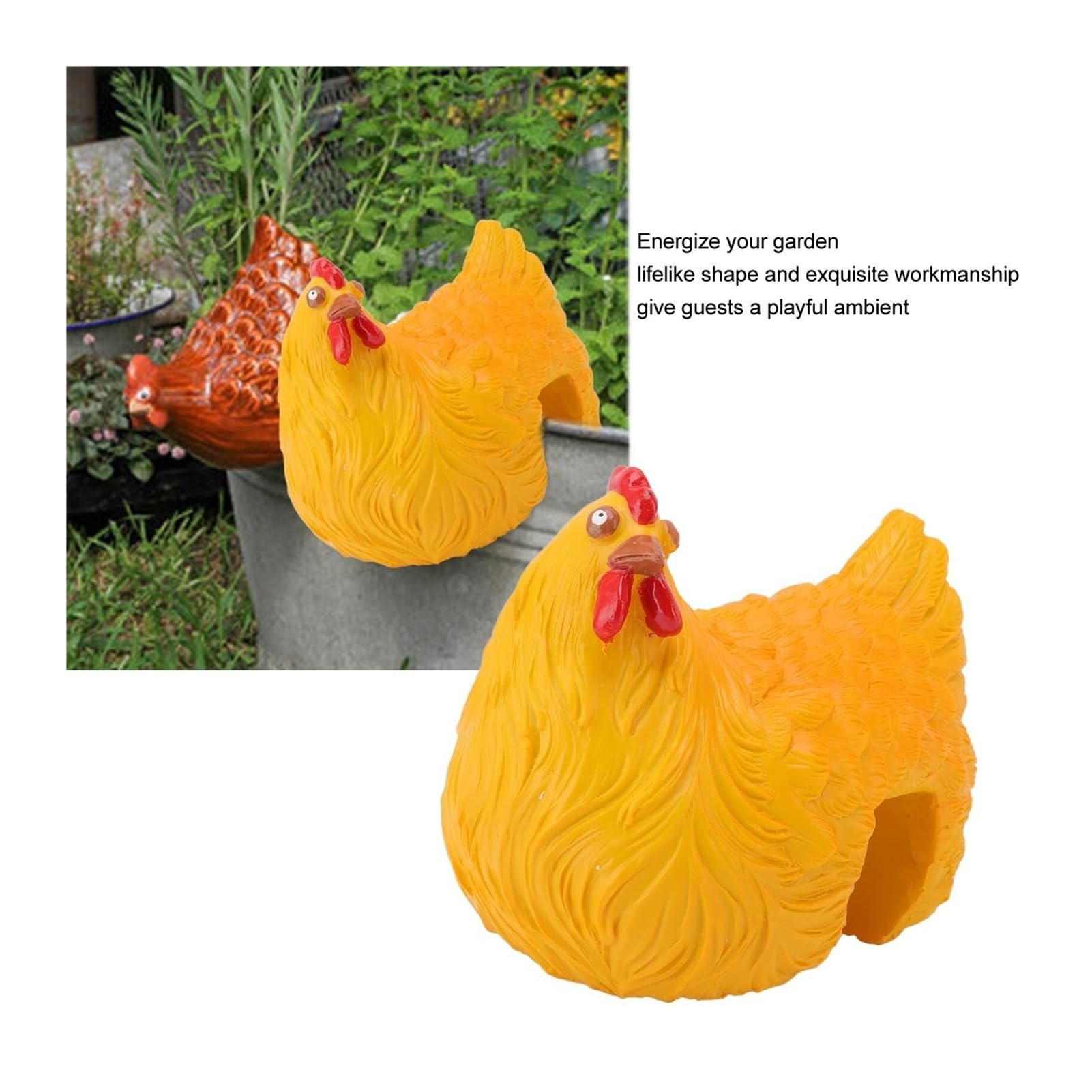 Arredo da giardino Statua in resina squisita con scaletta e gallina, decorazione da giardino naturale Arredo da esterno