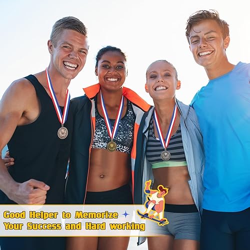 Miniatura 4 de RoundFunny 30 medallas de premio, medallas de oro, estilo olímpico, premios de oro para competiciones deportivas, fiestas, 2 pulgadas (clásico)