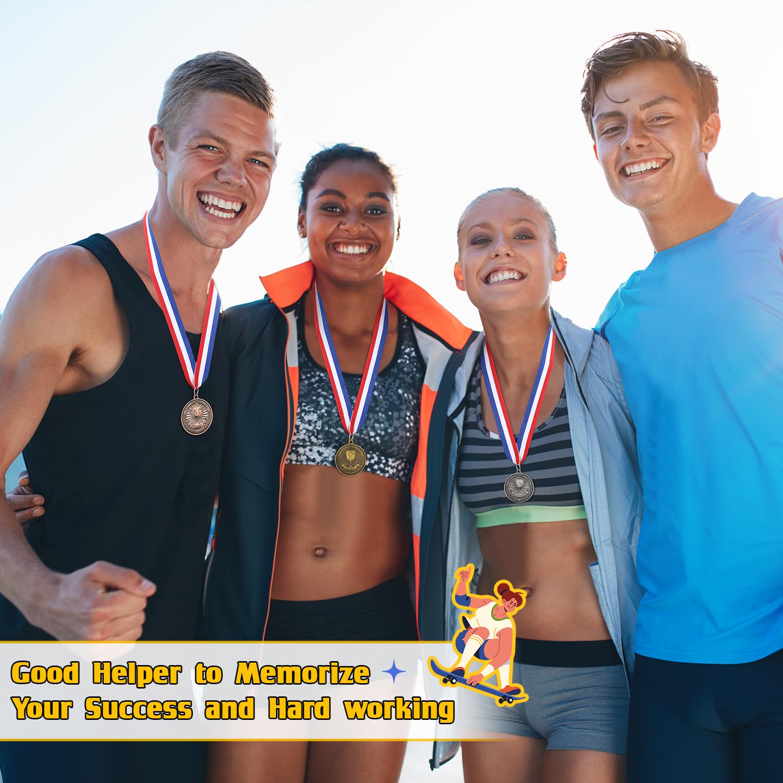 RoundFunny Auszeichnungsmedaillen 1. 2. 3. Platz Medaillen Metall Gewinner Trophäe Auszeichnungen Gold Silber Bronze Preise für Sportwettbewerbe Party, 5,1 cm